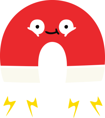 Bir insan tarafından çizilen mıknatısın düz renk retro karikatürü