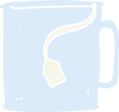 Bir insan tarafından çizilmiş çay fincanının düz renk çizimi