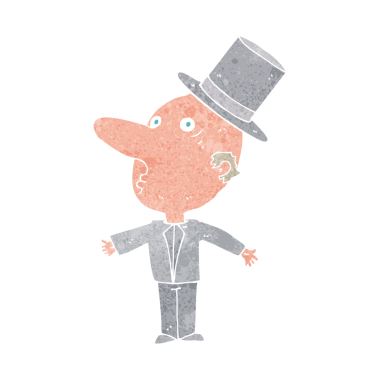 Bir insan tarafından çizilmiş silindir şapkalı bir adam.