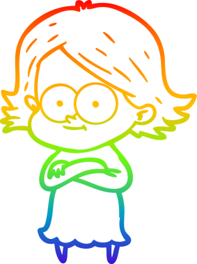 gökkuşağı gradyan çizimi mutlu bir çizgi film kızı bir insan tarafından çizildi