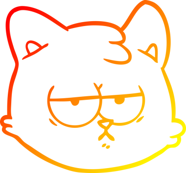 Bir insan tarafından çizilmiş çizgi film kedisinin sıcak çizgi çizimi