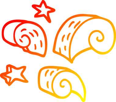 Bir insan tarafından çizilen karikatür desenli spiral elementin sıcak gradyan çizimi