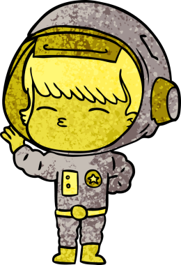 Bir insan tarafından çizilmiş meraklı astronot çizgi filmi.