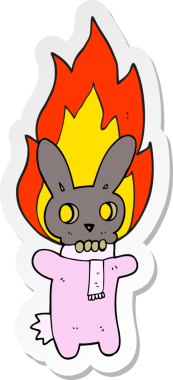 Bir insan tarafından çizilmiş alevli kafatası tavşanı çıkartması.