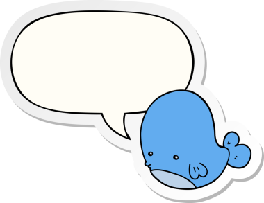 Bir insan tarafından çizilmiş konuşma balonu etiketli bir balina.