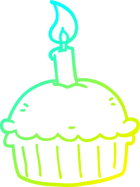 Bir insan tarafından çizilmiş bir doğum günü pastasının soğuk gradyan çizimi