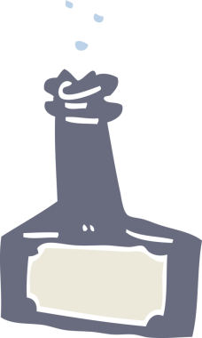 Bir insan tarafından çizilmiş düz renkli karikatür şişesi.