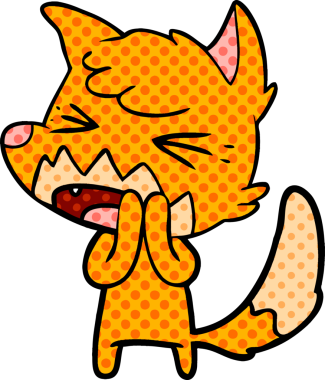 Bir insan tarafından çizilmiş kızgın çizgi film tilkisi.