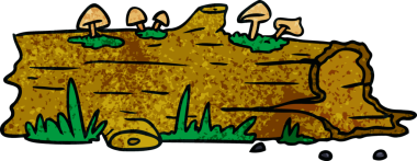 Bir insan tarafından çizilmiş bir ağaç kütüğünün el çizimi karikatürü.