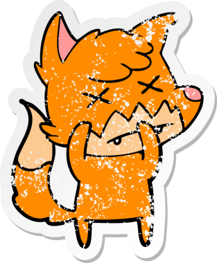 Bir insan tarafından çizilmiş ölü tilki çizgi filminin sıkıntılı çıkartması.