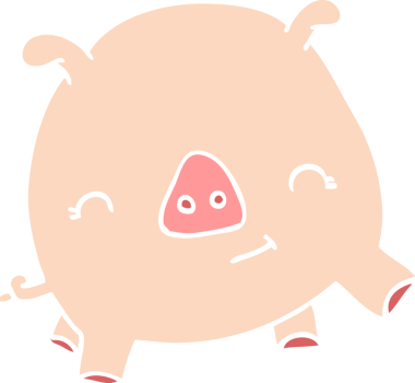 Bir insan tarafından çizilmiş mutlu domuz.