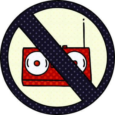 Bir insan tarafından çizilmiş radyo olmayan çizgi roman tarzı bir tabela.