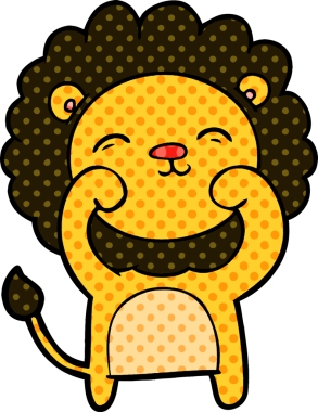 Bir insan tarafından çizilmiş çizgi film aslanı.