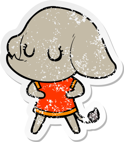 Bir insan tarafından çizilmiş şirin bir filin sıkıntılı çıkartması