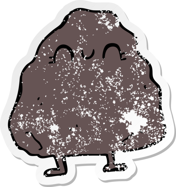 Bir insan tarafından çizilmiş karikatür taşının sıkıntılı çıkartması.