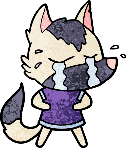 Bir insan tarafından çizilmiş ağlayan kurt çizgi filmi.