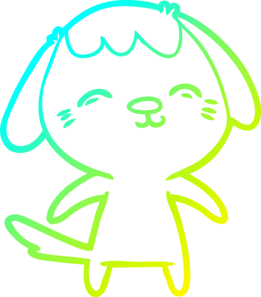 Bir insan tarafından çizilmiş mutlu çizgi film köpeğinin soğuk gradyan çizimi