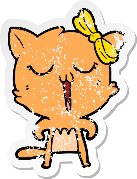 Bir insan tarafından çizilmiş karikatür bir kedinin sıkıntılı çıkartması.