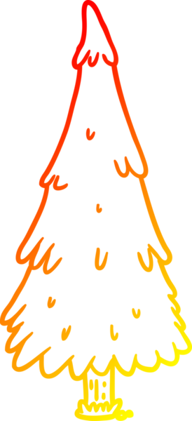 Bir insan tarafından çizilmiş bir Noel ağacının sıcak gradyan çizgisi.