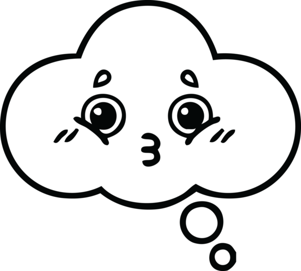 Bir insan tarafından çizilmiş bir düşünce baloncuğunun çizgi çizimi