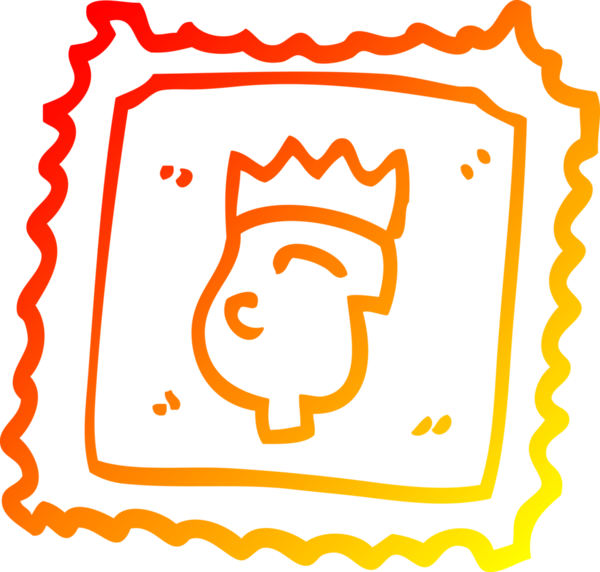 Bir insan tarafından çizilmiş bir karton pulun sıcak gradyan çizimi