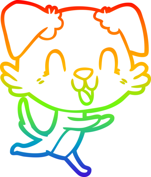 Gökkuşağı gradyan çizgisi bir insan tarafından çizilmiş gülen bir çizgi köpeğin çizimi