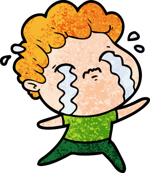 Bir insan tarafından çizilmiş ağlayan çizgi film adamı.