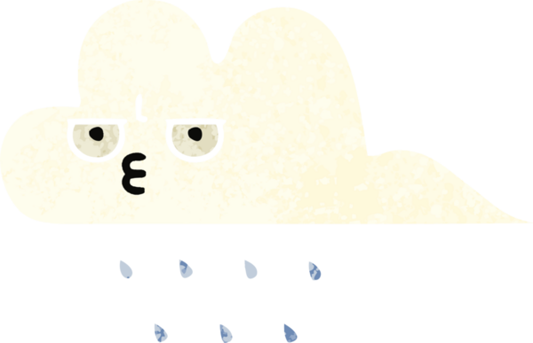 Bir insan tarafından çizilmiş yağmur bulutunun retro çizim tarzı karikatürü