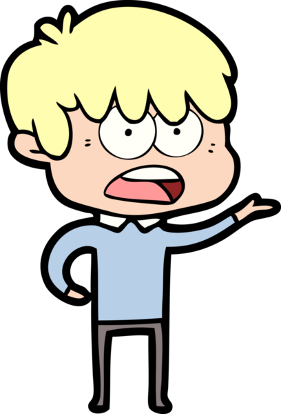 Bir insan tarafından çizilmiş endişeli çizgi film çocuğu.