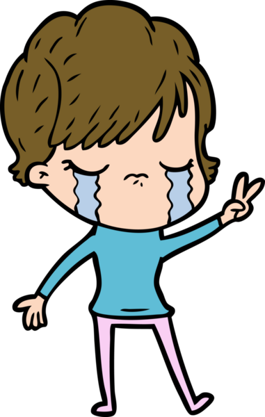 Bir insan tarafından çizilmiş ağlayan çizgi film kadını.