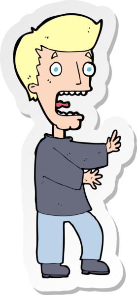 Bir insan tarafından çizilmiş bir karikatürün çıkartması.