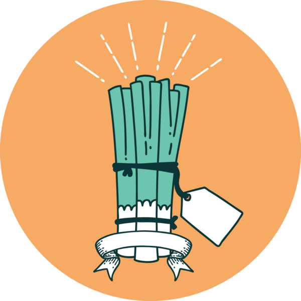 Bir insan tarafından çizilmiş pırasa demetinin simgesi