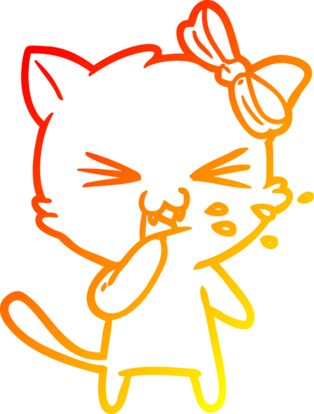 Bir insan tarafından çizilmiş çizgi film kedisinin sıcak çizgi çizimi