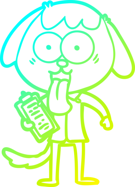 Bir insan tarafından çizilmiş ofis tişörtü giyen sevimli bir köpeğin çizimi.