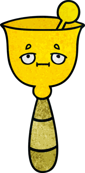 Bir insan tarafından çizilmiş okul çanının retro grunge desenli karikatürü.