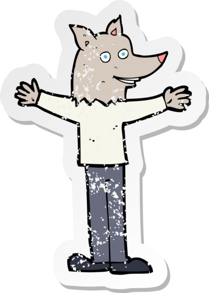 Bir insan tarafından çizilmiş bir kurt adamın gerilimli çıkartması.