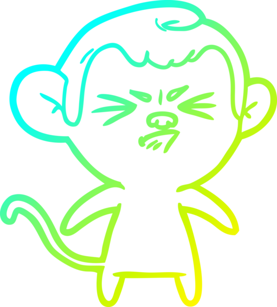 Bir insan tarafından çizilmiş kızgın bir maymunun soğuk çizgi çizimi.