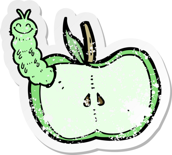 Bir insan tarafından çizilmiş bir elma karikatürünün gerilimli yapıştırması.