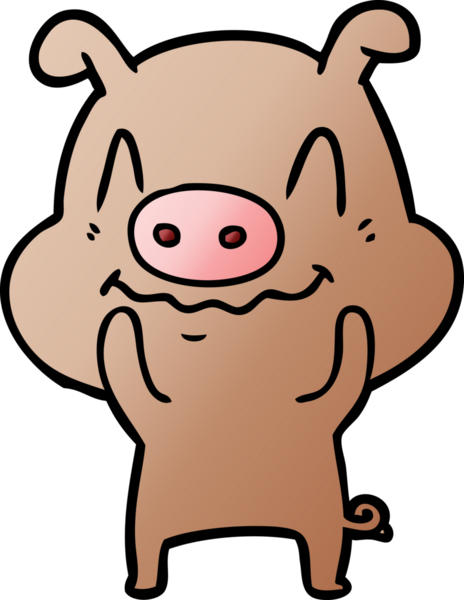 Bir insan tarafından çizilmiş sinirli çizgi film domuzu.