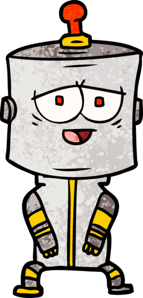 Bir insan tarafından çizilmiş çizgi film robotu