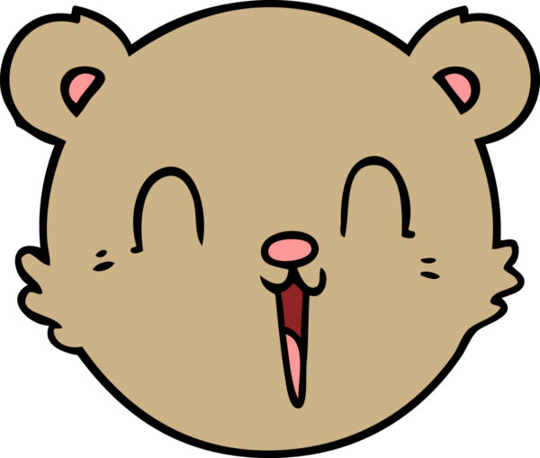 Bir insan tarafından çizilmiş sevimli bir oyuncak ayı yüzü.