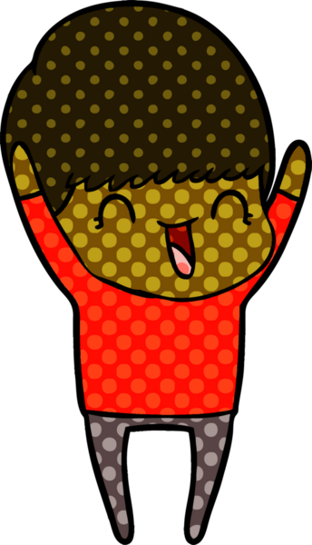 Bir insan tarafından çizilmiş mutlu çizgi film çocuğu.