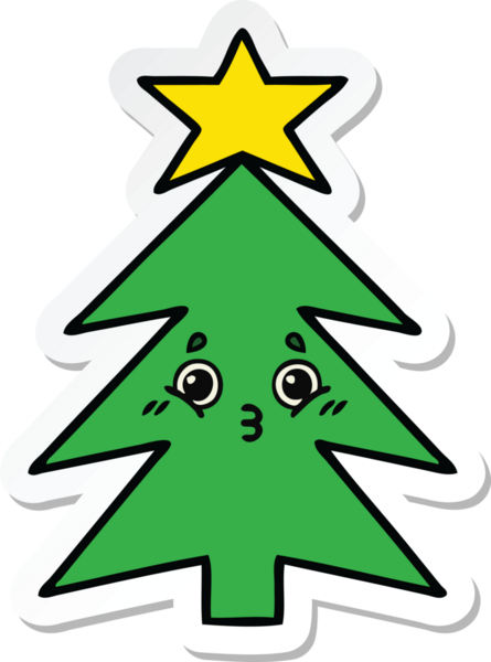 Bir insan tarafından çizilmiş şirin bir noel ağacının çıkartması.