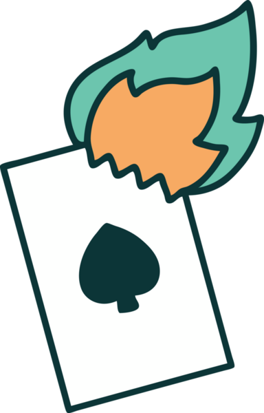 Bir insan tarafından çizilmiş alevli bir kartın ikonik dövme şekli