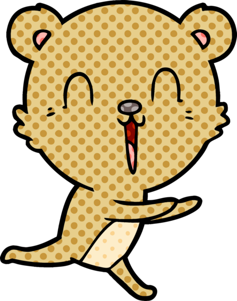 Bir insan tarafından çizilmiş mutlu çizgi film ayısı.