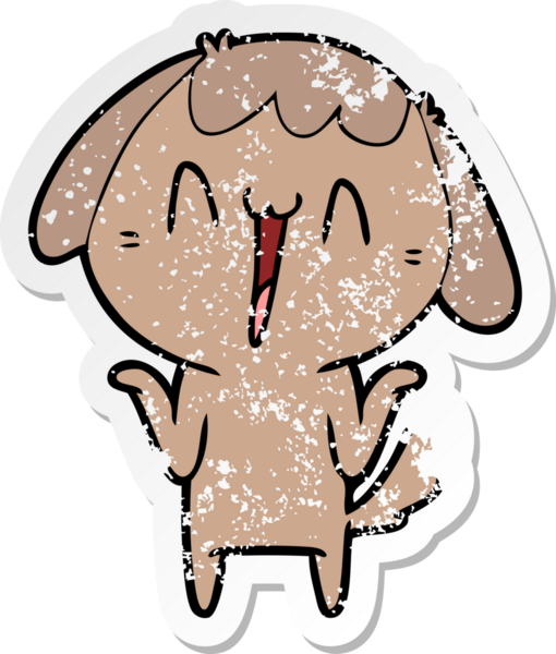 Bir insan tarafından çizilmiş şirin bir köpeğin sıkıntılı çıkartması.