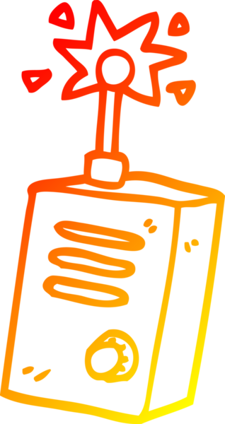 Bir insan tarafından çizilmiş çizgi film telsizinin sıcak gradyan çizimi