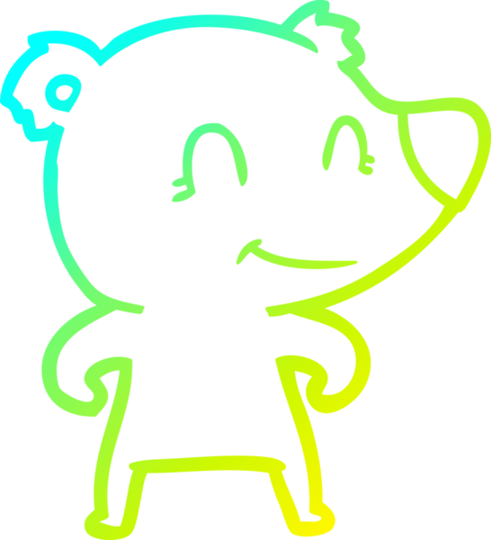 Bir insanın çizdiği gülümseyen ayı çizgi filminin soğuk gradyan çizgisi