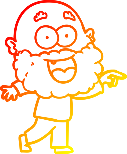 Bir insan tarafından çizilmiş sakallı, çılgın, mutlu bir adamın çizgi çizimi.