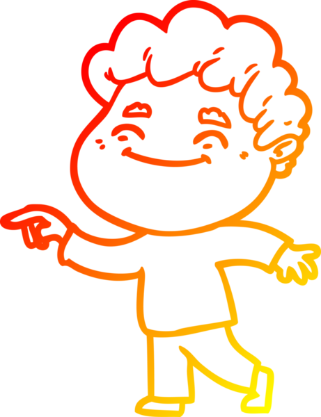 Bir insan tarafından çizilmiş, karikatür dostu bir adamın sıcak çizgi çizimi